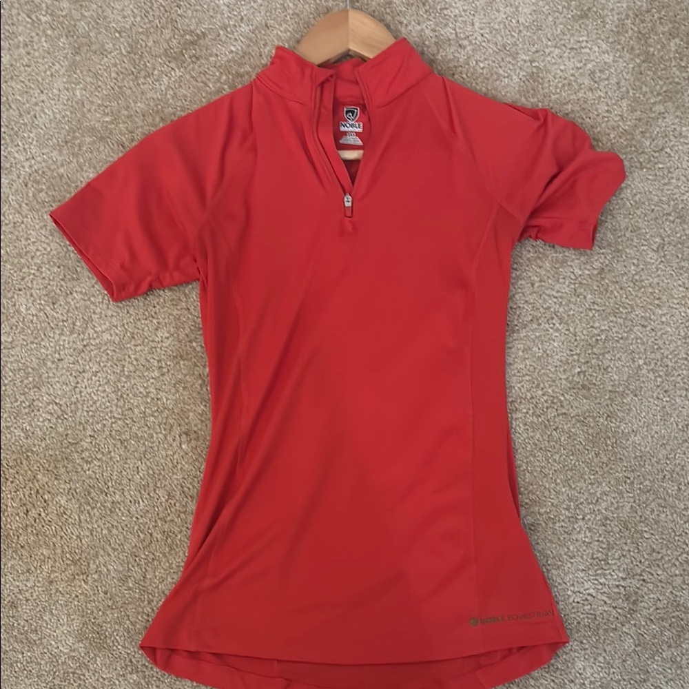 Nobel Equestrian Red Short Sleeve Riding Polo Top